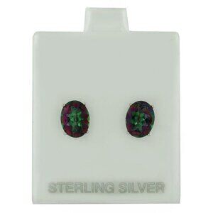 Mystic Topaz 5.64 Cts Stud Earrings .925 Sterling Silver
